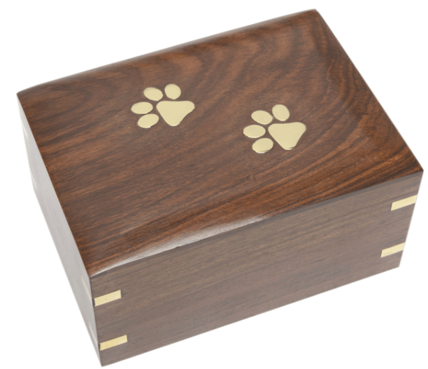 Wooden Pet Urn with Brass Paws